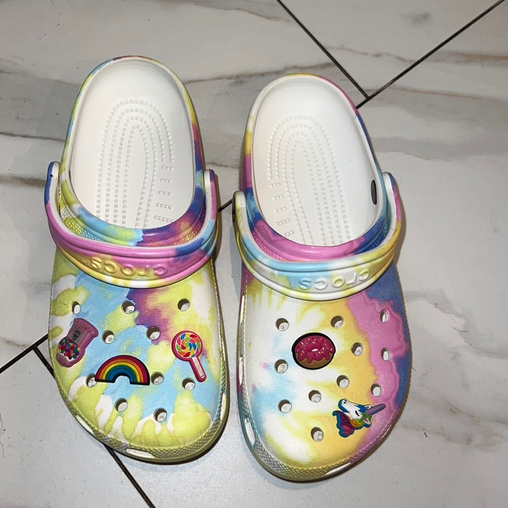 Tie-dye crocs